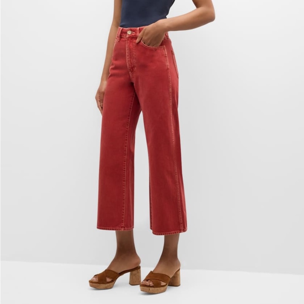 Veronica Beard Taylor wide leg crop, high rise, Red / Orange high-waisted jeans